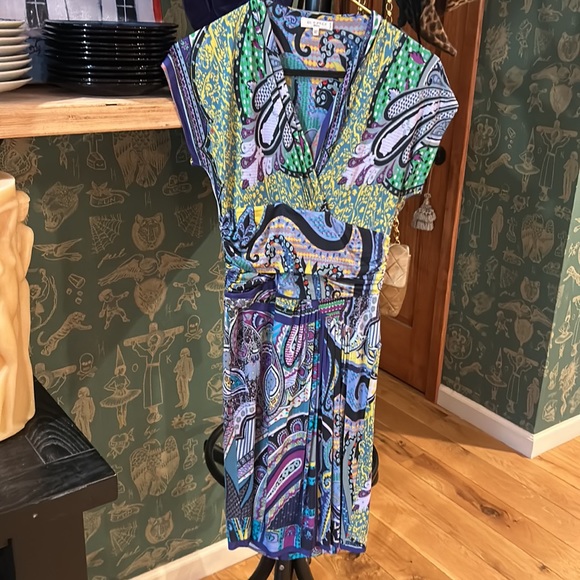 Etro cocktail dress. 92% Viscose 8% Elastin SZ42 double lined. Gorgeous colors - Picture 9 of 10
